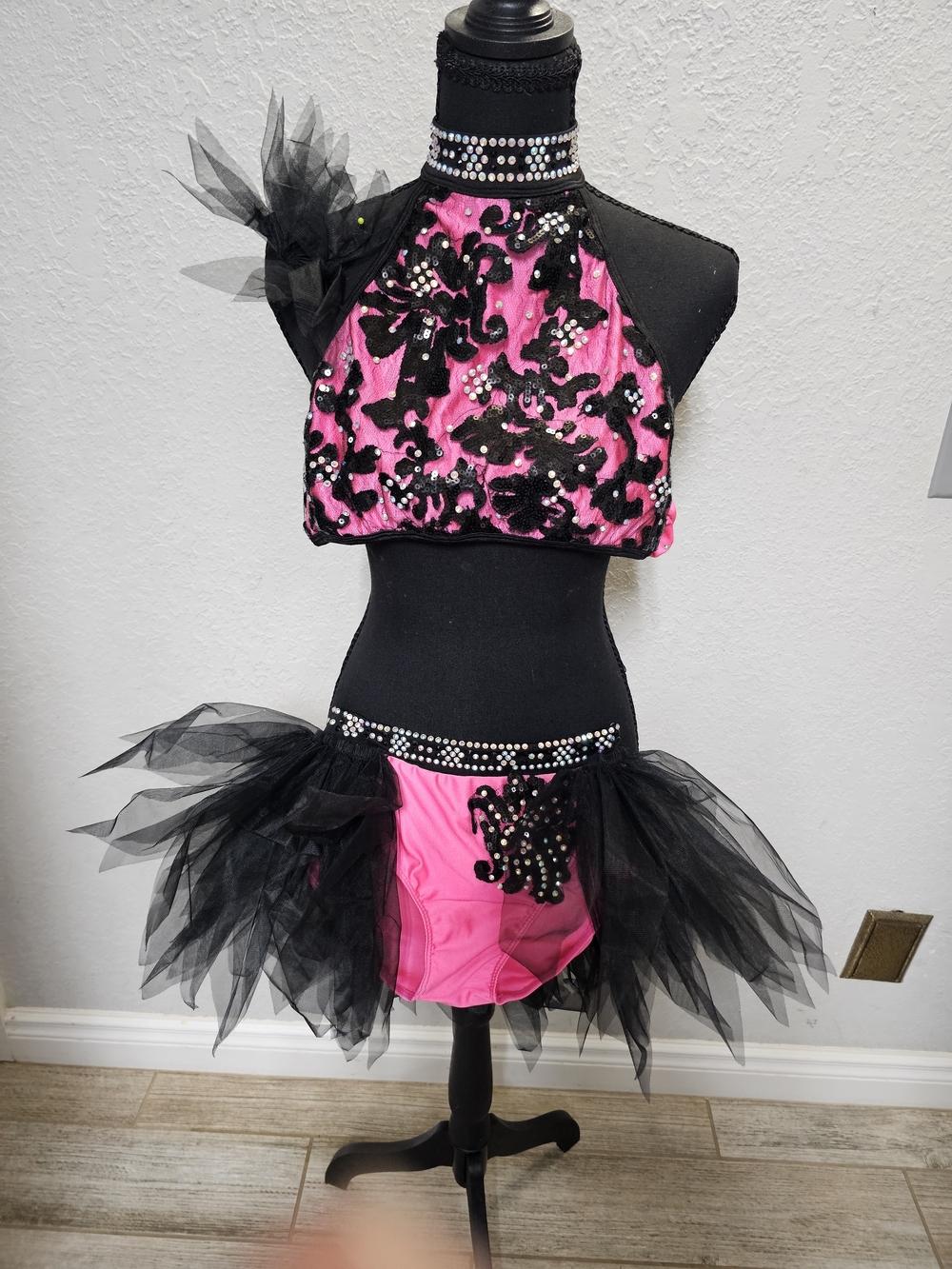 Glamour Pink and Black Sequin Tulle Dance Set